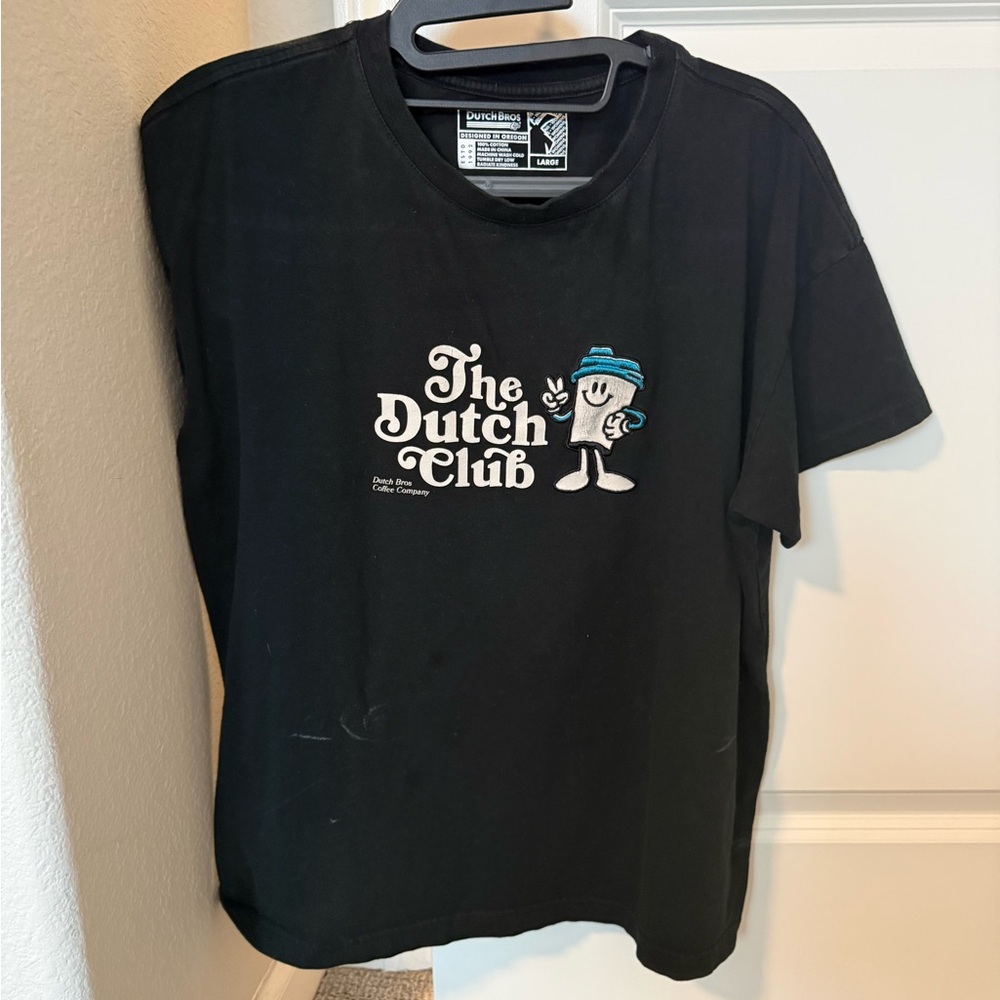 Dutch Bros Black Tee with Blue and White Logo